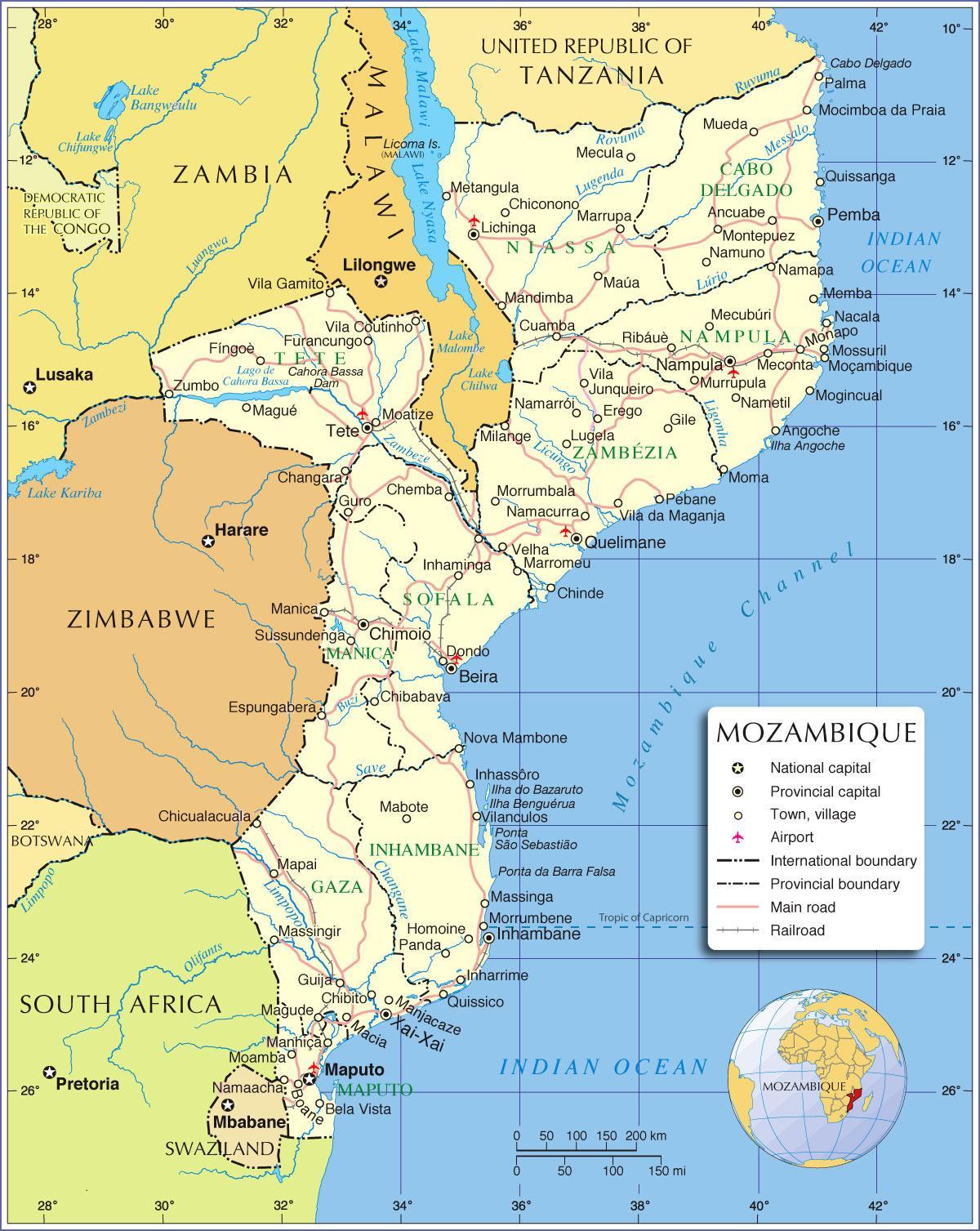 マプートモザンビークの地図