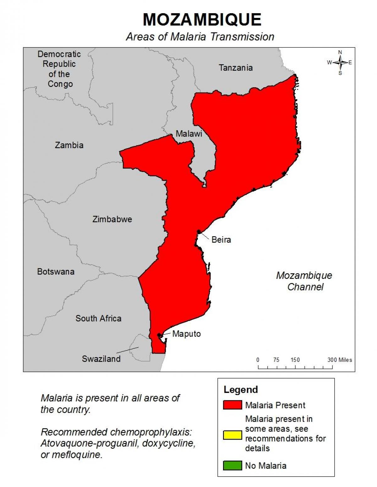 地図のモザンビークのマラリア